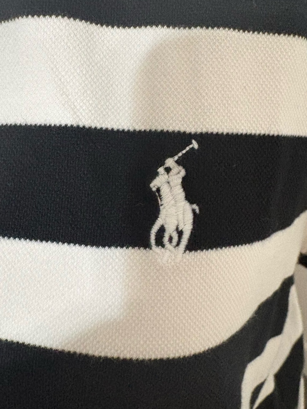 Ralph Lauren Black & White Striped Button-Front Polo Dress with Tie Waist - Picture 3 of 7